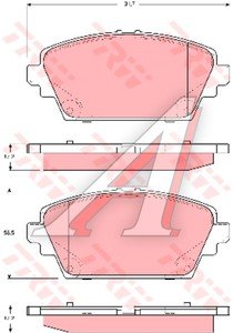 Колодки тормозные NISSAN Primera P12, Tino, Almera (00-) передние (4шт.) TRW GDB3227, GDB3227/3291, 41060-AV125/41060-AV126