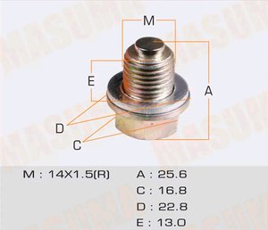 Пробка сливная MITSUBISHI Lancer HYUNDAI Accent картера масляного (с магнитом) MASUMA M-52, MD050316, 21512-23000