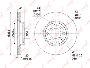 Диск тормозной SUZUKI Swift (05-11) передний (1шт.) LYNX BN1132, DF4824, 55311-62J00