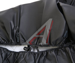 Авточехлы универсальные экокожа черные серая строчка (11 предм.) Atom Leather CARFASHION 11125