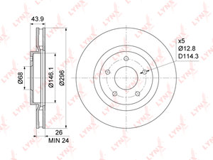 Диск тормозной NISSAN Juke,Qashqai,X-Trail передний (1шт.) LYNX BN1112, BN-1112, 40206-1KC1B