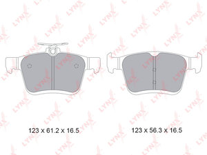 Колодки тормозные VW Golf 7 AUDI A3 (12-),TT (14-) задние (4шт.) LYNX BD8045, GDB1957, 8V0698451B/8V0698451/5Q0698451C