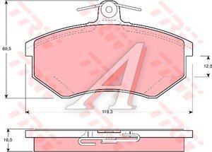 Колодки тормозные VW Golf (-02),Polo (-01),Passat (-97) передние (4шт.) TRW GDB1048, 1HM698151