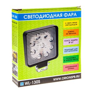 Фара рабочего света квадратная 115х115мм 27Вт 9LED (дальний свет) 10-30V ВЫМПЕЛ 5265, WL-130S