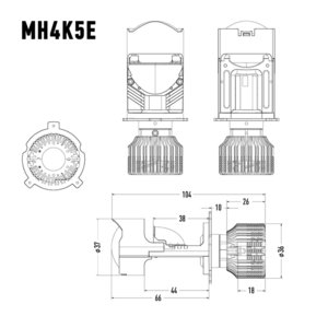 Лампа светодиодная 12V/24V H4 P43t линза бокс (2шт.) MTF MH4K5E