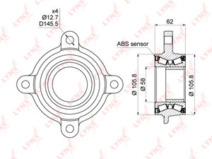 Ступица TOYOTA Land Cruiser (07-15) передняя LYNX WB1026, 2DUF058N5BR, 43570-60031