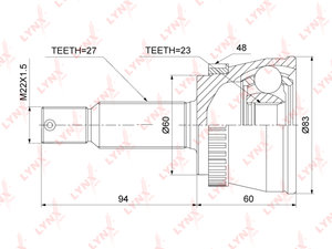 ШРУС наружный HYUNDAI Tucson (04-10) LYNX CO3887A, 1210-TUCRRA48, 49600-2E000