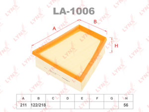 Фильтр воздушный SKODA Fabia (00-) LYNX LA1006, LX998, 6Y0129620