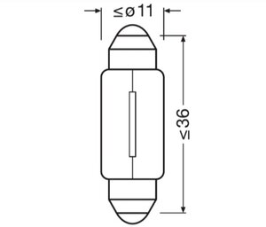 Лампа 12V C10W SV8.5-8 36мм OSRAM 6461, O-6461, АС12-10