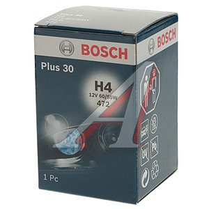 Лампа 12V H4 60/55W P43t-38 +30% Plus 30 BOSCH 1987302042, АКГ12-60+55(Н4)