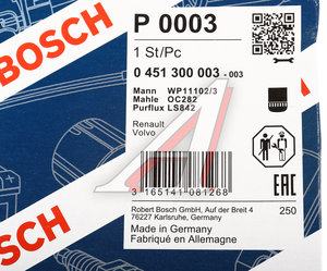 Фильтр масляный VOLVO 6FL,7FL,10FL,12F,12FH,12FL,16FL BOSCH 0451300003, 21707132/471392/4713921/4713982