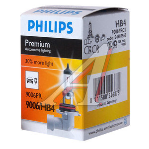 Лампа 12V HB4 55W P22d +30% Premium PHILIPS 9006PRC1, P-9006PR