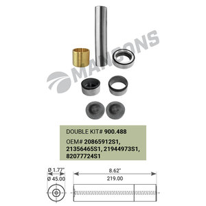 Ремкомплект VOLVO RENAULT шкворня на ось (шкворень,втулки,прокладки) MANSONS 900.488, 900488, 20865912S1