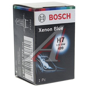 Лампа 12V H7 55W PX26d Xenon Blue BOSCH 1987302075, АКГ 12-55 (Н7)