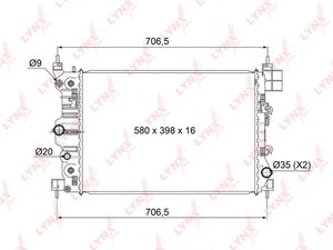 Радиатор CHEVROLET Aveo (13-) LYNX RB1010, PRS4404, 95316029