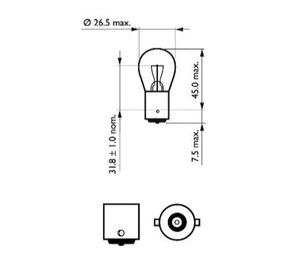 Лампа 12V P21W BA15s PHILIPS 12498CP, P-12498, А12-21-3