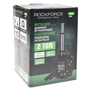 Домкрат бутылочный 2т 170-370мм 2-х плунжерный с клапаном ROCKFORCE RF-TF0202EURO