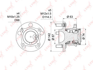 Ступица MAZDA 3 (04-09) задняя LYNX WH1214, R170.36, BP4K-26-15XB