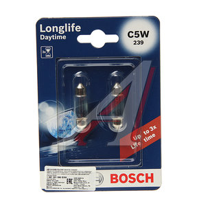 Лампа 12V C5W SV8.5-8 (2шт.) Longlife Daytime BOSCH 1987301060, АС12-5