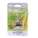 Лампа 12V H11 55W PGJ19-2 +30% блистер (1шт.) Long Life MTF